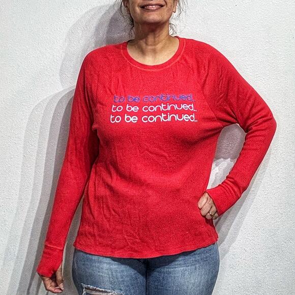 Aerie Red Real Soft To Be Continued Thermal Tee Sz M - Picture 1 of 12